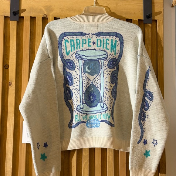 Spiritual Gangster Cream and Blue Knit Sweater, Anthropologie - Picture 5 of 6